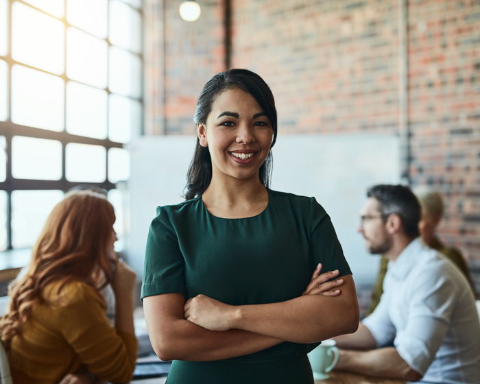 image of a businesswoman standing in the office